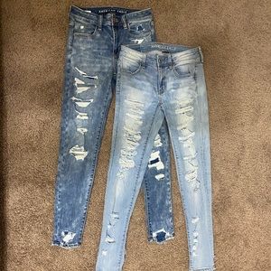Two lightly worn American Eagle jeggings.